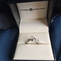 1/4 Carat Real Diamond 10k White Gold Engagement Ring