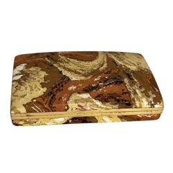 MCM Brown Orange/Rust Marbled Printed Hard Shell Travel Earring Jewelry Case 15pair