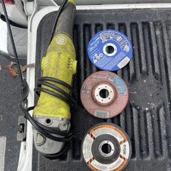 Ryobi Angle Grinder And Extra Blades