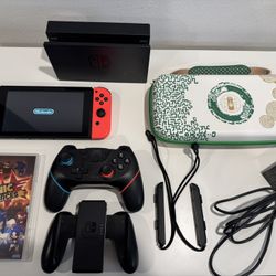 V1 Nintendo Switch Huge Bundle With Sonic Forces, Brand New Case And Controller All Cables Included
