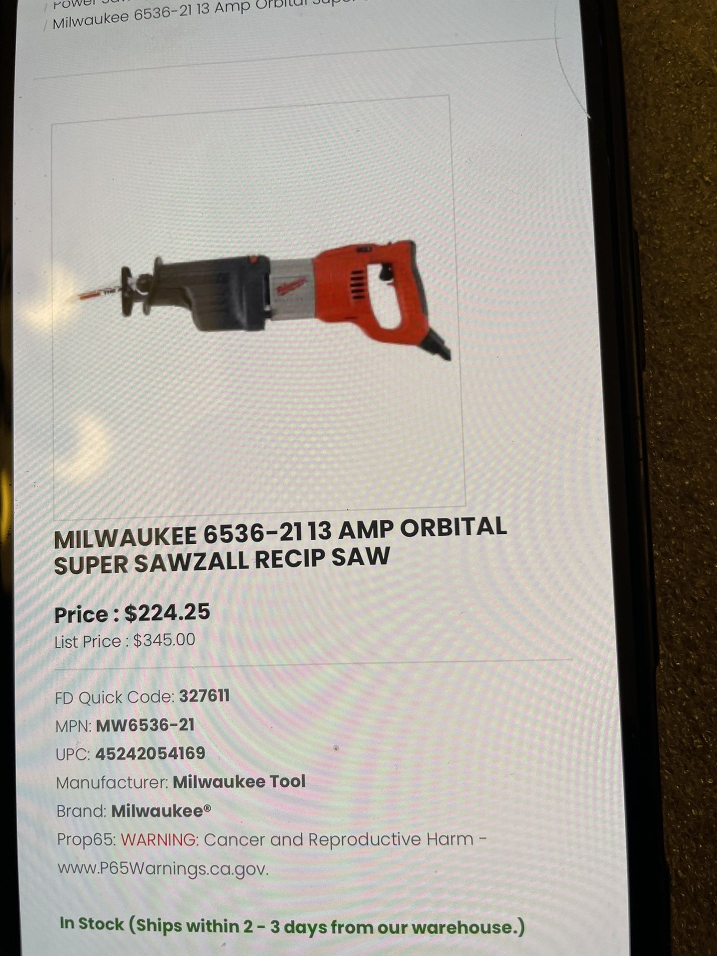 Milwaukee Orbital Super Sawzall