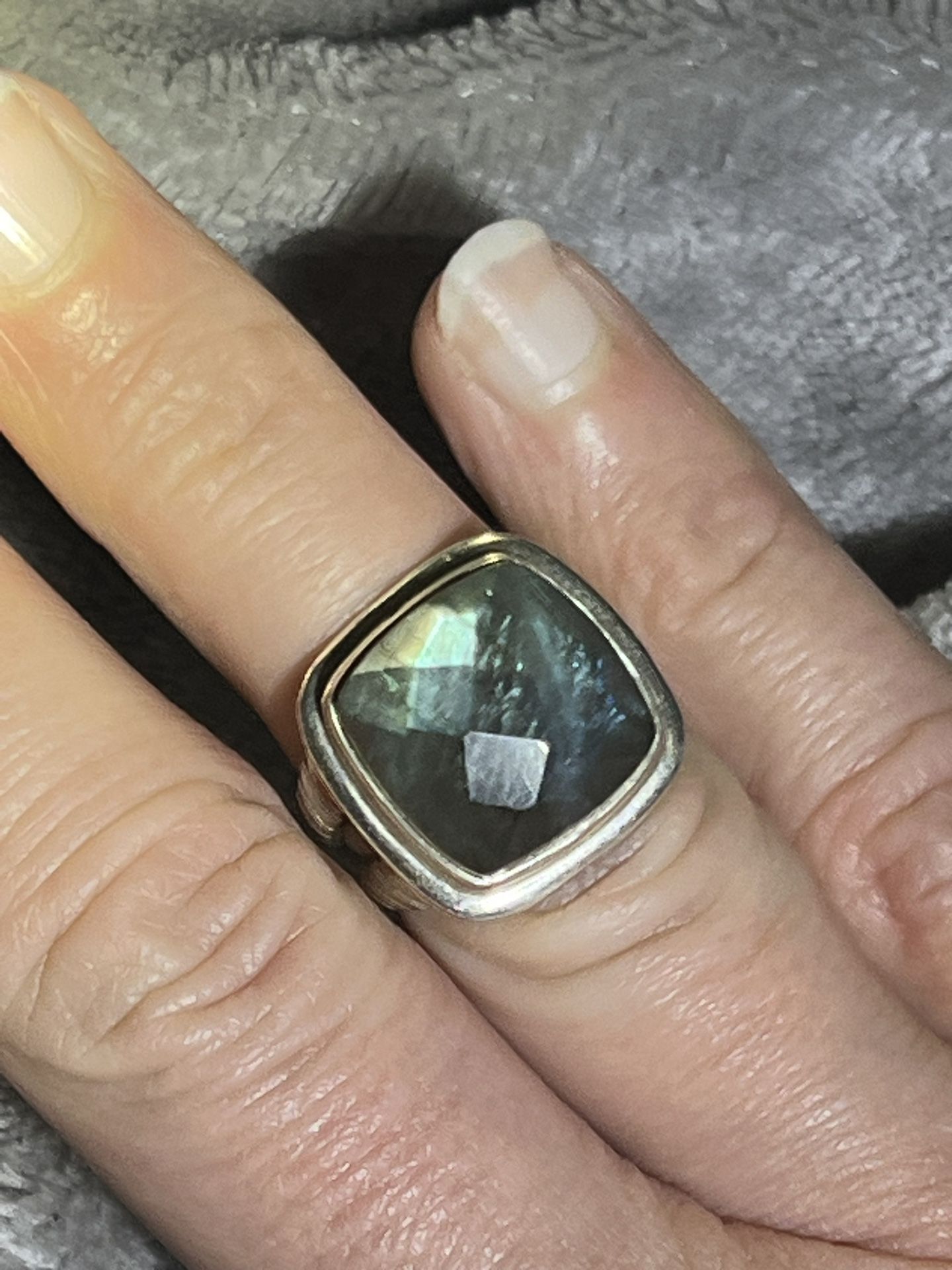 Sterling Silver &. Faceted Moonstone Ring