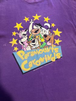 Vintage 1996 Paramount’s Carowinds Hanna Barbera Cartoon T Shirt Purple 90s