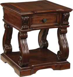 25" Elegant Square End Table, Rustic Brown