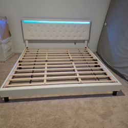 New LED BED FRAME KING SIZE BED PLATFORM WITH LED HEADBOARD 