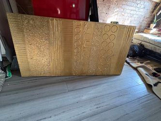 23.5x 41.5 Large Gold Textured Abstract Canvas Wall Art