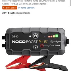 NOCO Boost GB40: 1000A UltraSafe Jump Starter – 12V Lithium Battery Booster Pack, Portable Jump Box, Power Bank & Jumper Cables - for 6.0L Gas and 3.0