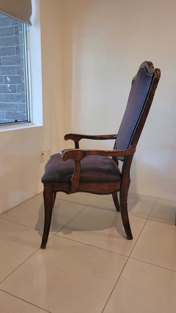 Wooden Armchair With Upholstered Seat & Back