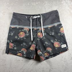Rhythm Heritage Board Shorts Men’s 32 Gray Swim Pockets Beach Surfing #3A