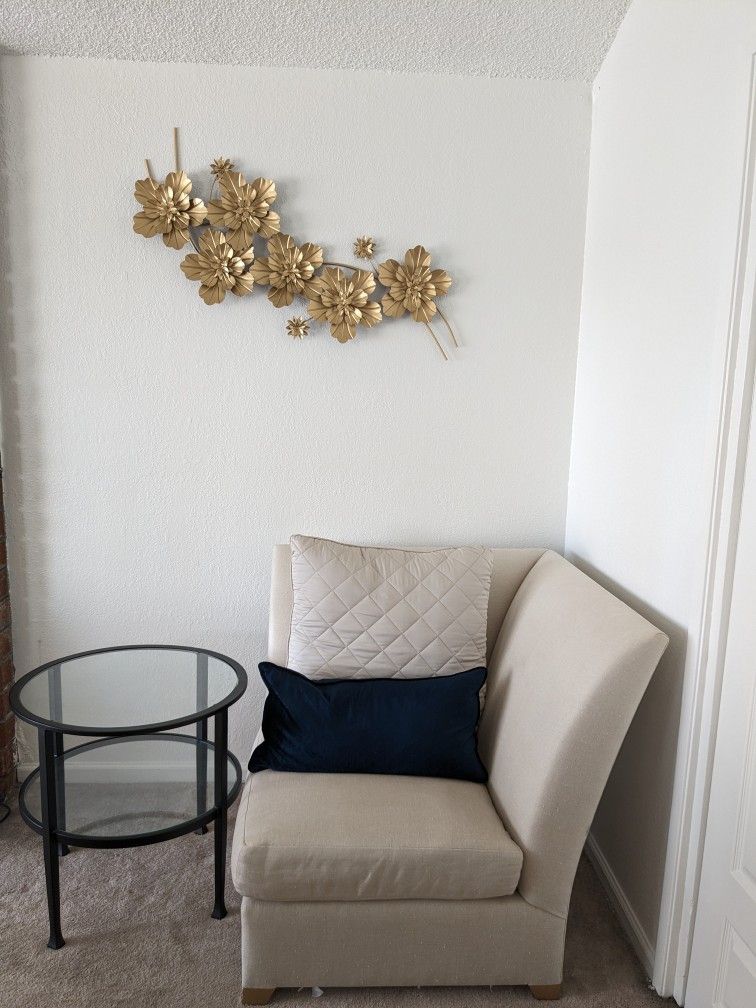 Sofa Chairs, Ottoman And Various Metal Art Wall Decor