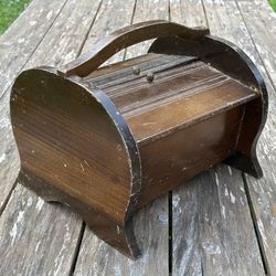 Vintage Wood Sewing Hand Box