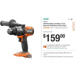 Ridgid Brushless Hammer Drill/Driver 18V