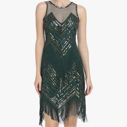 Pretty Guide.  Style. 5014. Saze. 16. PrettyGuide 1920s Flapper Dresses for Women Sequin Beaded Art Deco Fringe Great Gatsby Cocktail Party Dress What