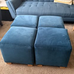 Set of 4 Small Ottomans / Footstools