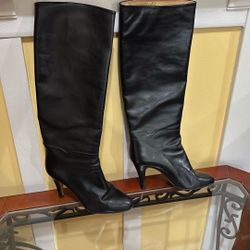Size 8.5 M (39)  Tall Black Leather Boots