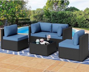 Outdoor Rattan Sectional Sofa Set with Coffee Table
