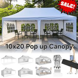10x20 Pop Up Canopy Tent with Removable Sidewalls, Window And Sand bags Durable Easy Pop Up Outdoor Canopy