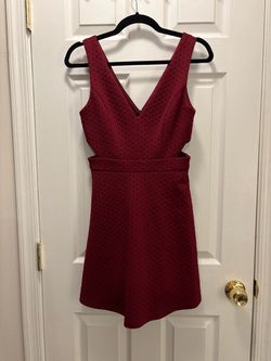 Red Textured Dress with Cutouts