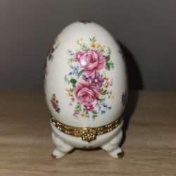 Vintage Formalities by Baum Brothers Porcelain Egg-Shaped Trinket Box