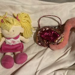 Cute rag doll And Kids Swan Purse… Read Description 