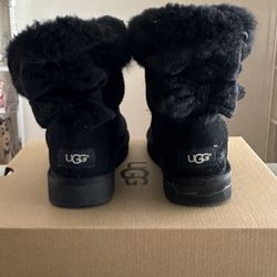 UGG CLASSIC MINI BAILEY HERITAGE BOW BLACK BOOTS