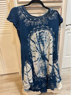 Blue Tie Dye embroidered Dress