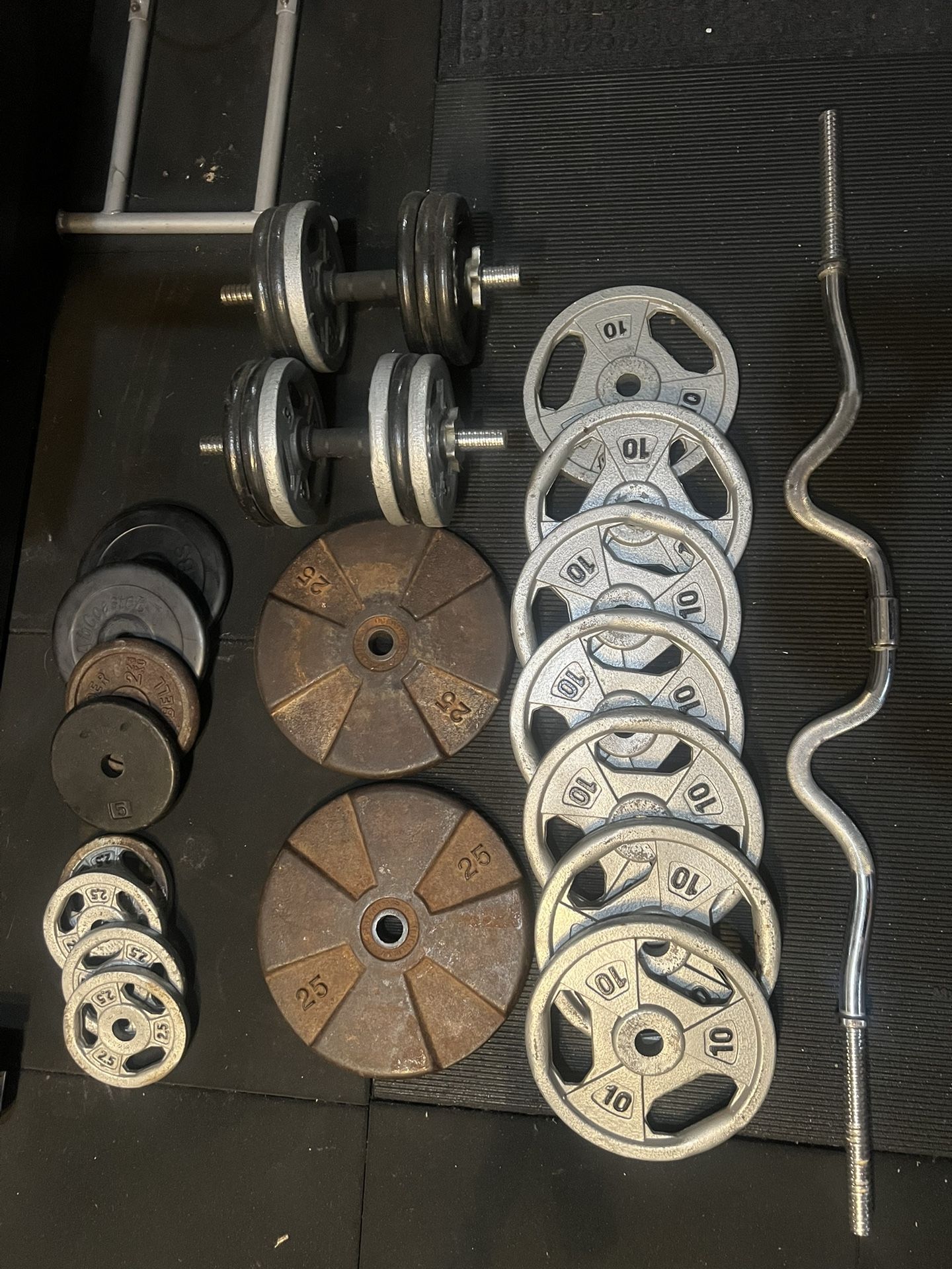 Weight Set With Dumbbells And Barbell