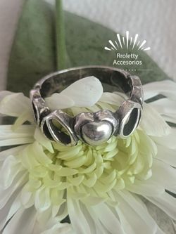 Sterling Silver 925 Band Ring heart design