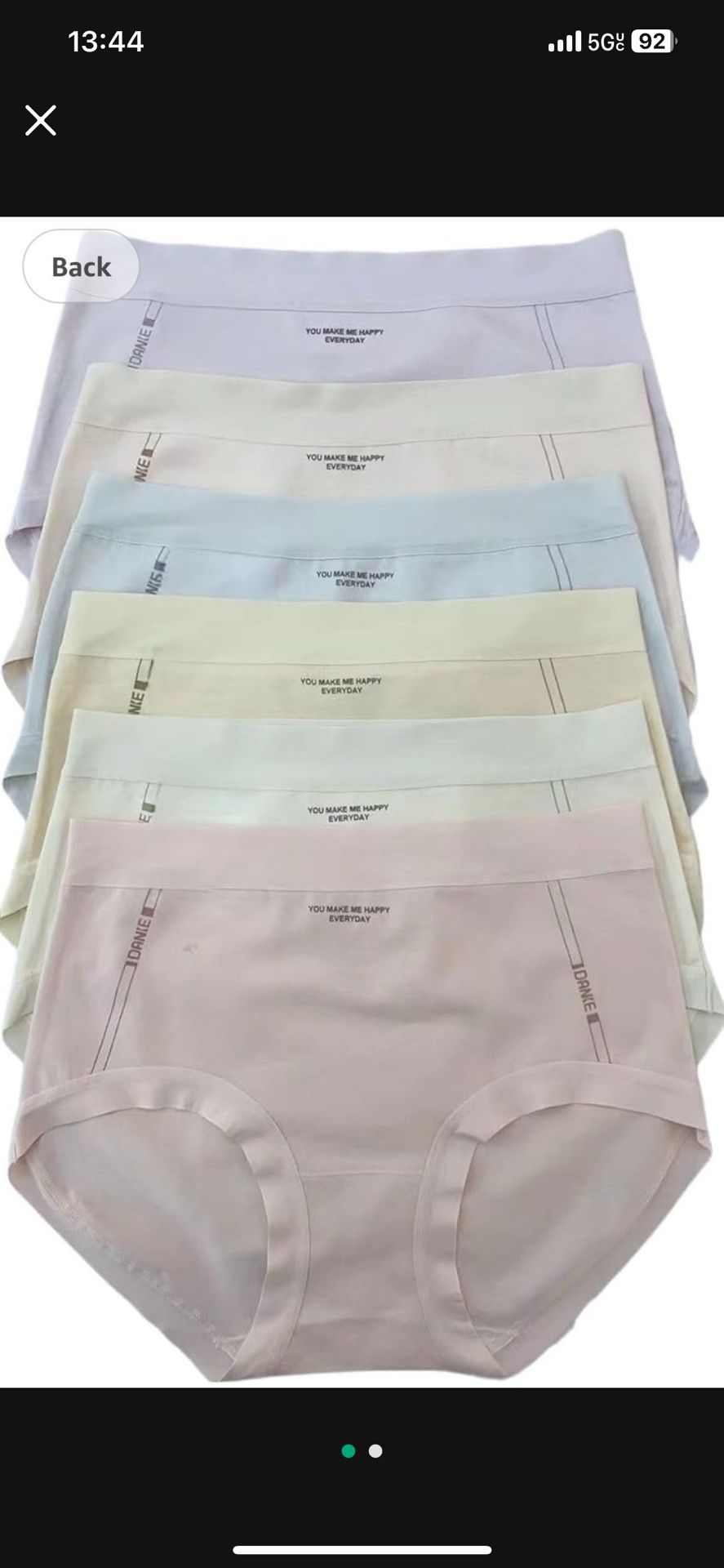 95% Cotton, 5% Spandex,one size Women's Cotton Panties, Set of 6 Medium-High Waisted Comfortable Women's Underwear