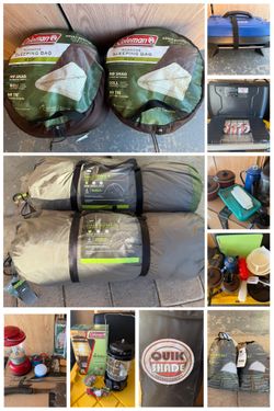 Camping gear - sleeping bags, tents, camp cookware, camp stoves, canopy, lanterns, etc….
