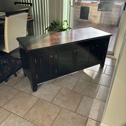 Brown Tv Stand/entertainment With 3 Glass Door