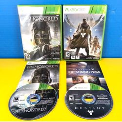 LOT OF 2 Microsoft XBOX 360 DISHONORED Platinum Hits - DESTINY Video Game