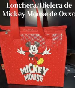 Oxxo Mexico Exclusive Mini Insulated Lunch Bag Disney Mickey Mouse Red Zipper