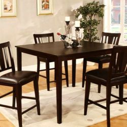 Table and 4 Chairs Espresso Counter Height