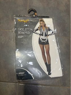 Spirit Adult Small Skeleton Romper Costume