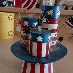 Table top patriotic microfiber hat with fireworks