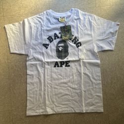 Bape College White Tee Size S