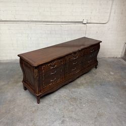 Delivery is available French Louis XV Style Carved Wood Triple Dresser Ornate Solid Wood 9 Drawers Vintage Luxury $ 870 OBO!