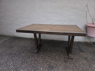 Home Furniture Outfitters Wooden Trestle Dining Table-64- Dark Brown Finish
