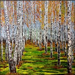 Birch tree forest oil painting  2024