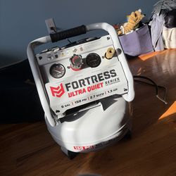 FORTRESS 6 Gallon, 150 PSI Ultra Quiet Oil-Free Pancake Jobsite Air Compressor