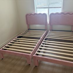 2 Pink Twin Bed Frames Upholstery 