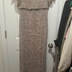 Beaded Short Flutter Sleeve V-Neck Thigh High Side Slit Sheath Gown