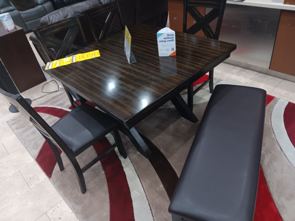 *Memorial Day Now*---Kelly Dining Table Sets W/4 Chairs And Bench---Now $699---Limited Inventory!!!---Financing Available