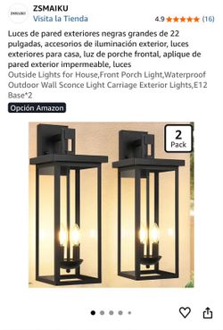 ZSMAIKU Black Outdoor Wall Sconce Lights 2-Pack