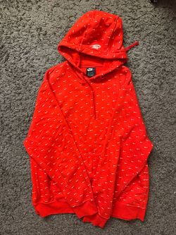 Nike All-Over Swoosh Print Red Hoodie