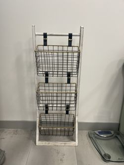 Three Wired Baskets Hanging, Farm Style