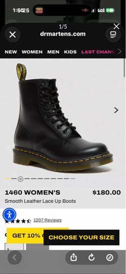 Brand New Dr. Martens 1460 Smooth Leather Boots – Women’s Size 8 – Black – Original Box