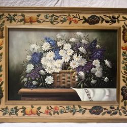 Hand-Painted Oil Painting Wooden Frame 49” X 37”