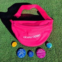 2019 eBay Open Neon Pink Fanny Pack Bag+5 Pin Buttons Memorabilia Lot Set NIP